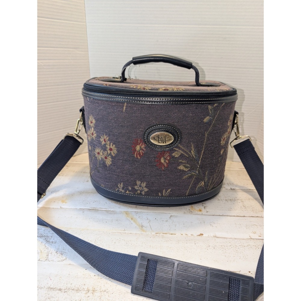 DVF Diane Von Furstenberg Floral Tapestry Travel Makeup Case Bag Luggage VTG 80s